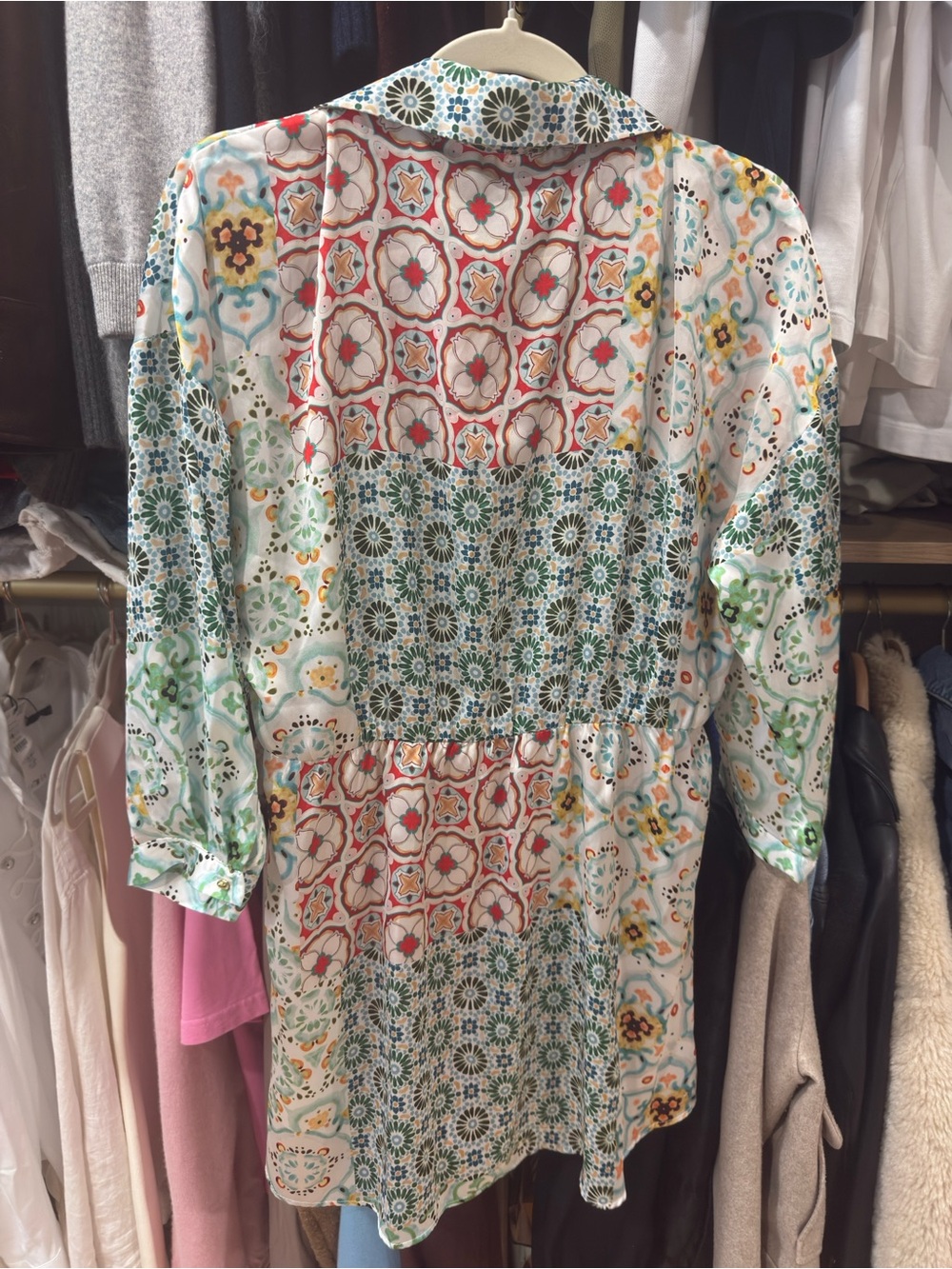 Zara Multi-Color Printed Button-Front Mini Dress - Picture 3 of 4